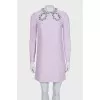 Purple dress decorated with sequins and rhinestones