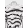 Striped suit with embroidery