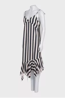 Полосатый сарафан асимметричного кроя