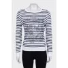Striped linen and cashmere jumper