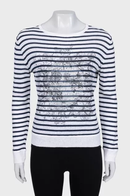 Striped linen and cashmere jumper