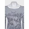 Striped linen and cashmere jumper