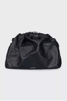 Leather clutch with silver hardware