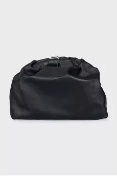 Leather clutch with silver hardware
