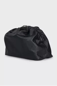 Leather clutch with silver hardware