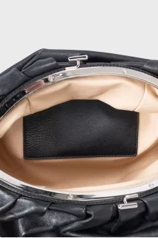 Leather clutch with silver hardware