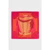 Red printed silk scarf