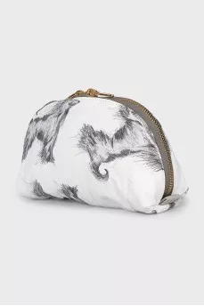 Textile cosmetic bag with a gold zipper