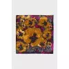 Gray silk scarf with floral print