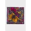 Gray silk scarf with floral print