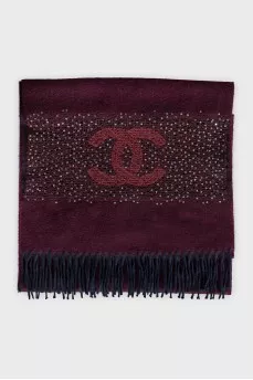 Cashmere scarf with a decorative insert