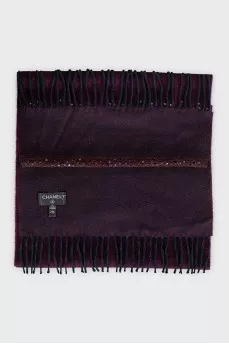 Cashmere scarf with a decorative insert