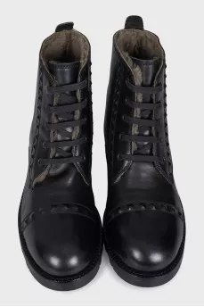 Men's insulated leather lace-up boots