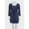 Blue linen dress with lace