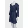Blue linen dress with lace