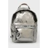 Silver backpack "Style" with a zipper