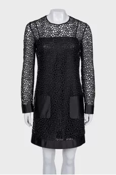 Black cocktail dress with long sleeves