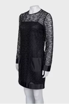 Black cocktail dress with long sleeves
