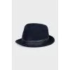 Cashmere hat with leather strap