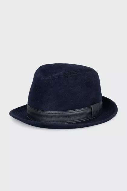 Cashmere hat with leather strap