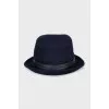 Cashmere hat with leather strap