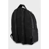 Black backpack with brand logo