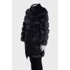 Blue fur coat with a rabbit belt