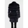 Blue fur coat with a rabbit belt