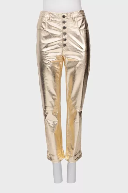 Golden lambskin trousers