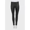 Leather leggings with a zipper on the leg