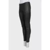 Leather leggings with a zipper on the leg