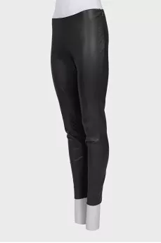 Leather leggings with a zipper on the leg