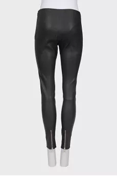 Leather leggings with a zipper on the leg