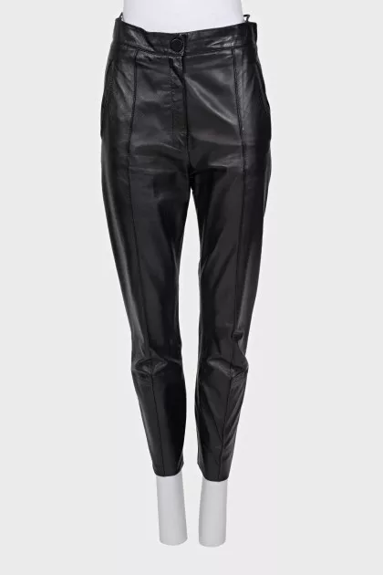 Black lambskin trousers