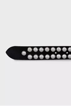 Suede belt with silver decor