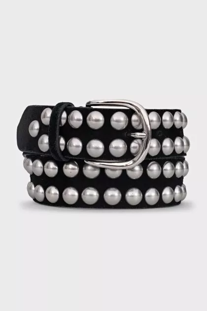Suede belt with silver decor