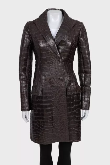 Crocodile skin and weasel fur coat
