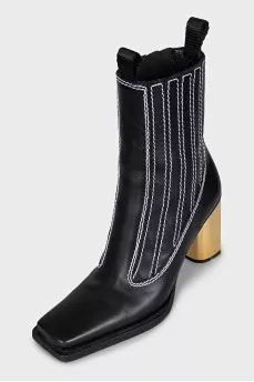 Quilted square toe ankle boots