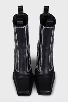 Quilted square toe ankle boots