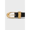 Black leather belt with oval buckle