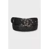 Quilted belt with silver buckle