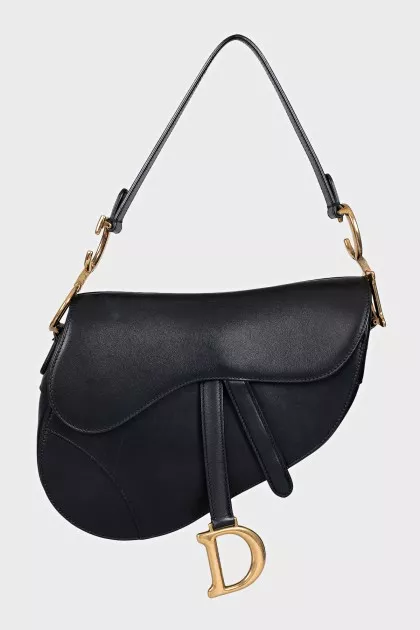 Black Leather Saddle Bag
