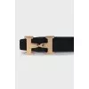 Reversible leather belt with gold buckle