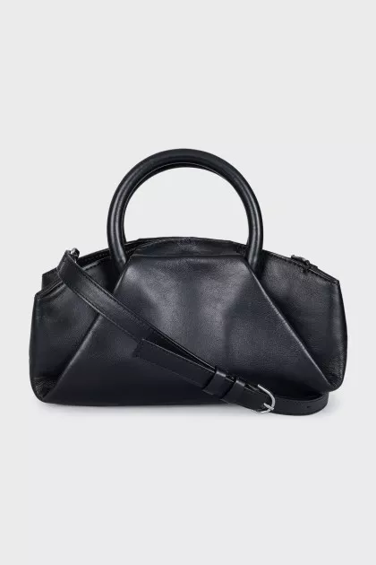 Leather crossbody bag with round handles