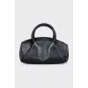 Leather crossbody bag with round handles