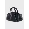 Leather crossbody bag with round handles