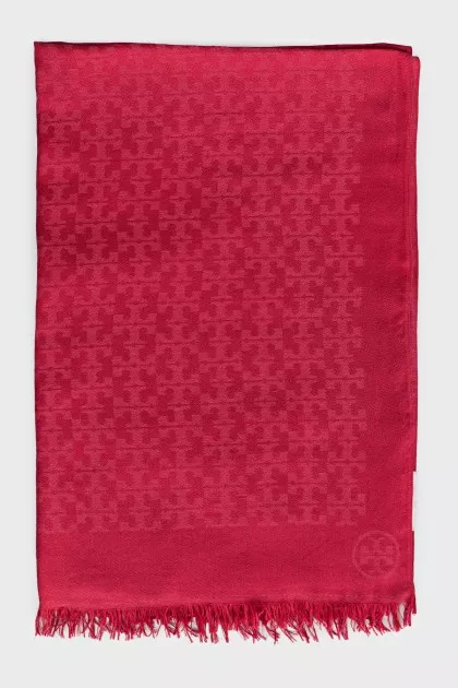 Red scarf with a signature print