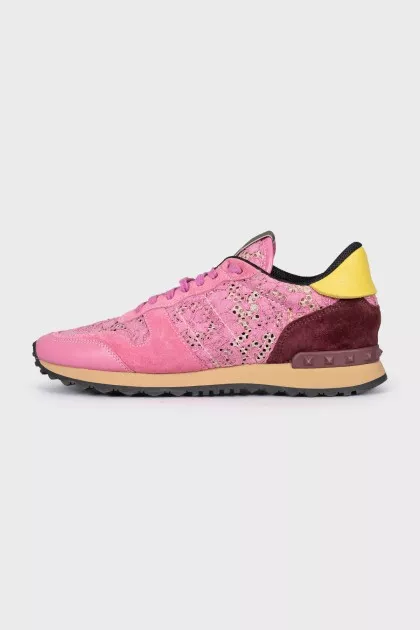 Pink sneakers with laces