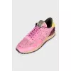 Pink sneakers with laces