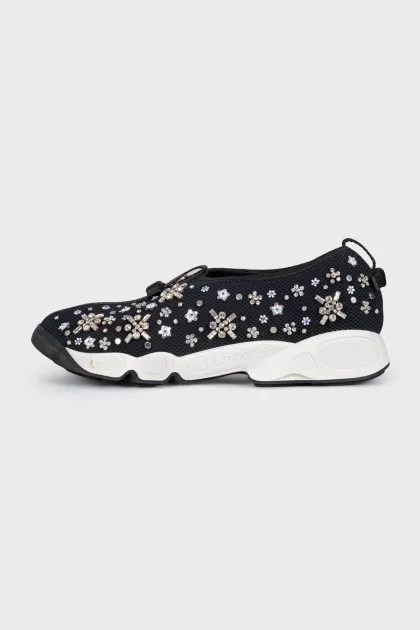 Slip-on sneakers with rhinestones